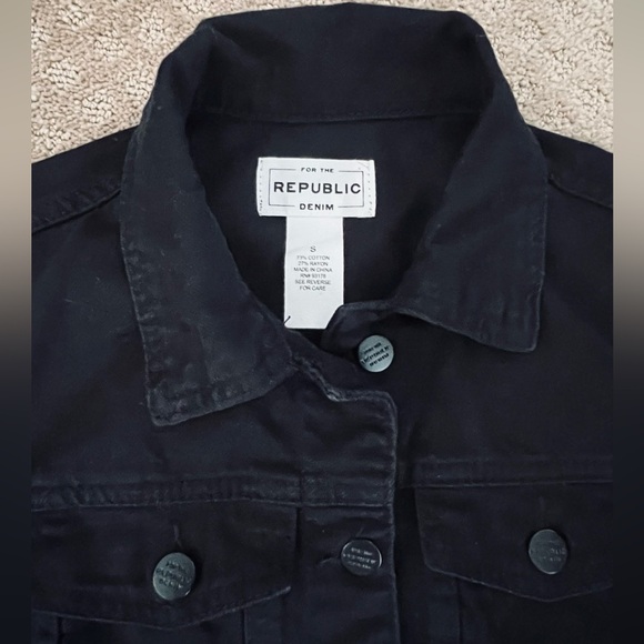 For The Republic Black Raw Hem Denim Jacket - Picture 6 of 12